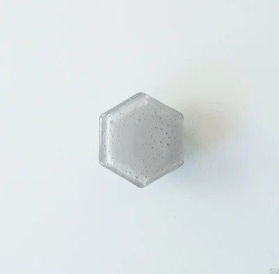 Pomo para mueble de vidrio hexagonal gris