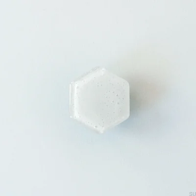 Pomo para mueble de cristal hexagonal blanco
