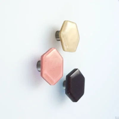 Tirador para mueble de cristal hexagonal amarillo