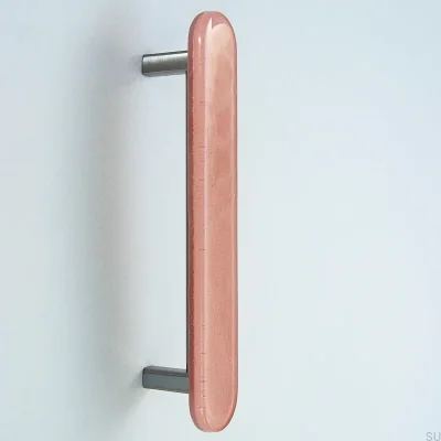 Tirador para mueble redondo 128, cristal, rosa