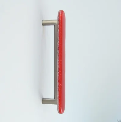 Tirador para mueble redondo, redondo 128, vidrio, rojo
