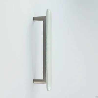 Tirador para mueble redondo 128, cristal, blanco