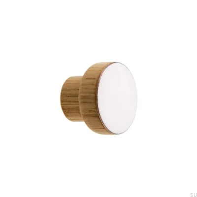 Pomo para mueble Simple, Madera, Esmaltado, Blanco, Aceite, Incoloro, Semimate