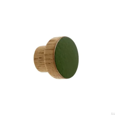 Pomo para mueble Simple, Madera, Esmaltado, Verde oscuro, Aceite, Incoloro, Semimate