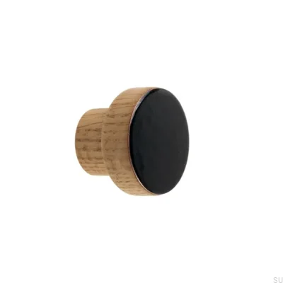 Pomo para mueble Simple, Madera, Esmaltado, Negro, Aceite, Incoloro, Semimate