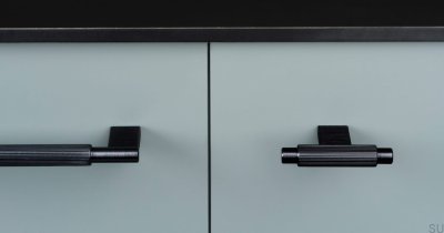 Pomo para mueble T-Bar Arpa Aluminio Negro Cepillado