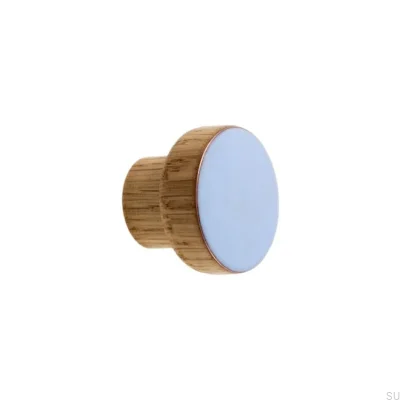 Tirador Para Mueble Simple Madera Esmalte Azul Claro Aceite Incoloro Semimate