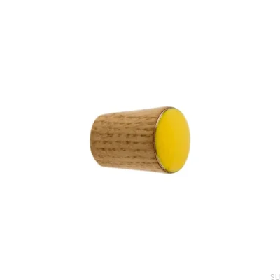 Tirador Para Mueble Simple Cono De Madera Esmaltado Amarillo Aceite Incoloro Semimate