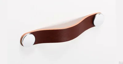 Tirador para mueble Flexa 128 Cuero Marrón con Plata