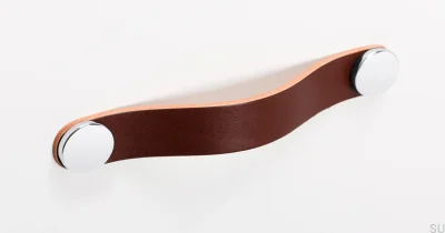 Tirador para mueble Flexa 160 Cuero Marrón con Plata