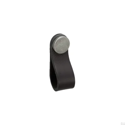 Tirador para mueble Flexa 70 Cuero Negro con Estaño