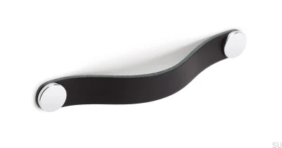 Tirador para mueble Flexa 160 Cuero Negro con Plata