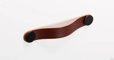 Tirador para mueble Flexa 128 Cuero Marrón con Negro