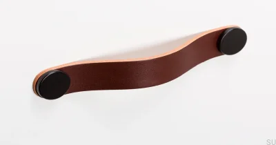 Tirador para mueble Flexa 160 Cuero Marrón con Negro