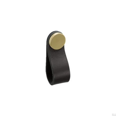 Tirador para mueble Flexa 70 Cuero Negro con Oro