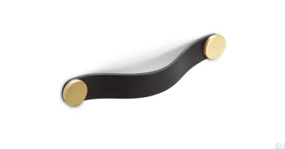 Tirador para mueble Flexa 128 Cuero Negro con Oro