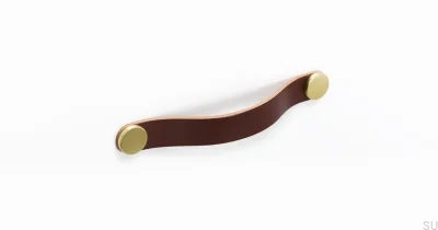 Tirador para mueble Flexa 128 Cuero Marrón con Oro