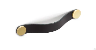 Tirador para mueble Flexa 160 Cuero Negro con Oro
