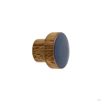 Pomo para mueble Simple, Madera, Esmaltado, Azul grisáceo, Tinte al aceite