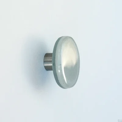 Pomo para mueble, redondo, vidrio, gris