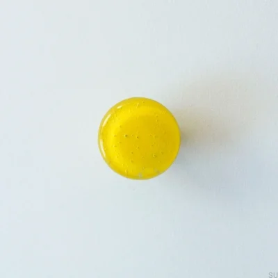 Pomo para mueble, redondo, vidrio, amarillo