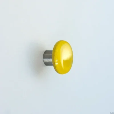 Pomo para mueble, redondo, vidrio, amarillo