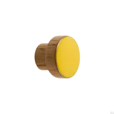 Pomo para mueble Simple, Madera, Esmaltado, Amarillo, Aceite, Incoloro, Semimate