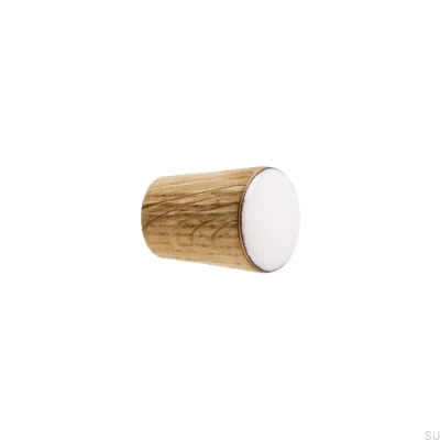 Pomo para mueble Simple Cono Madera Esmalte Blanco Aceite Incoloro Semimate
