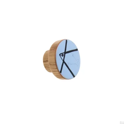 Pomo Para Mueble Alfabeto De Madera Esmalte Azul - Óleo Incoloro Semimate