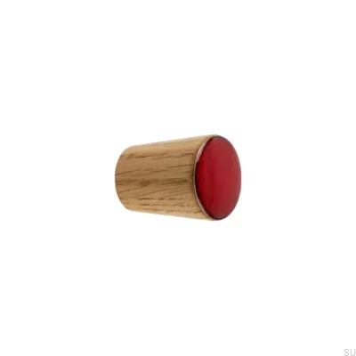 Tirador Para Mueble Cono Simple Madera Esmaltado Rojo Aceite Incoloro Semimate
