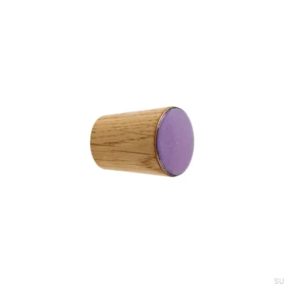 Pomo para mueble Cono Simple Madera Esmalte Violeta Incoloro Semimate