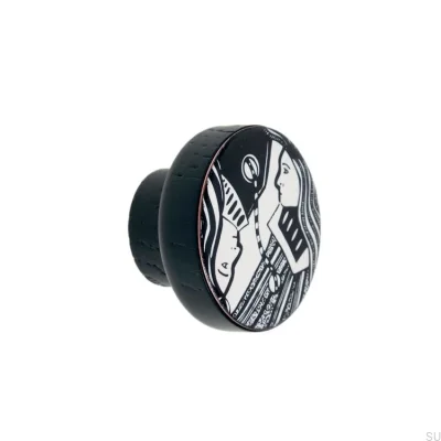 Pomo para muebles Kosmosy de madera esmaltada en negro