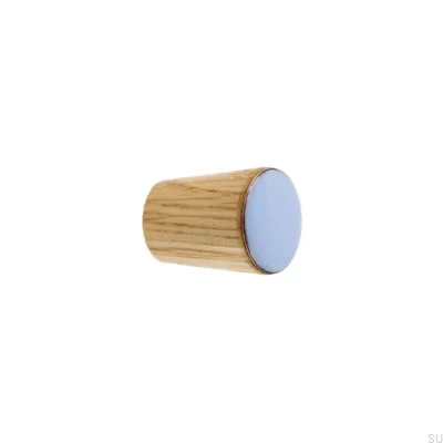 Tirador Para Mueble Cono Simple Madera Esmaltado Aceite Azul Claro Incoloro Semimate