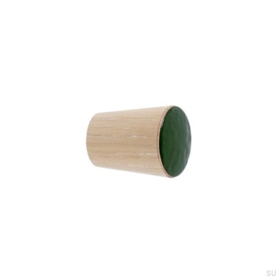 Tirador para mueble Simple Cono Madera Esmaltada Verde Oscuro Aceite Blanco
