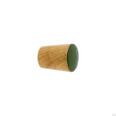 Tirador Para Mueble Simple Cono Madera Esmaltado Verde Oscuro Aceite Incoloro Semimate