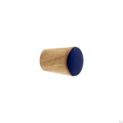 Pomo para mueble Cono Simple Madera Esmaltado Ultramar Incoloro Aceite semimate