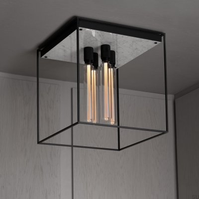 Lámpara de techo Caged Cross 4.0 de acero y mármol blanco