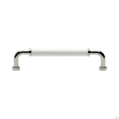 Tirador para mueble largo Brohult M 128 Níquel pulido con blanco