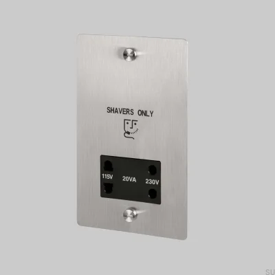 Toma de corriente para afeitadora de 115 V/230 V, acero, color plateado, estándar británico