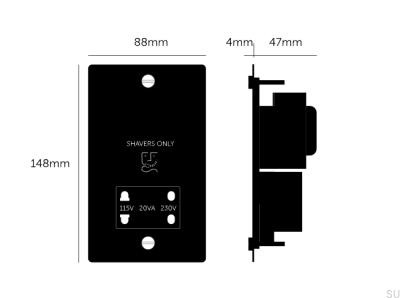 Toma de corriente para afeitadora de 115 V/230 V, acero, color negro, estándar británico