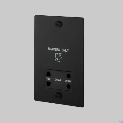 Toma de corriente para afeitadora de 115 V/230 V, acero, color negro, estándar británico