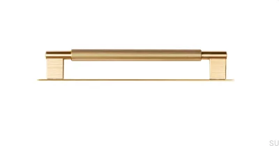 Tirador para mueble longitudinal con Placa Arpa 192, Aluminio, Oro, Cepillado