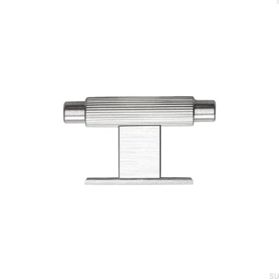 Pomo para Mueble con Placa Arpa T-Bar Aluminio Plata Cepillado