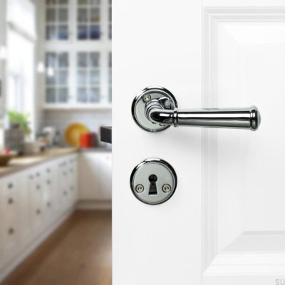 Manija de puerta Hampton en cromo pulido, estándar escandinavo