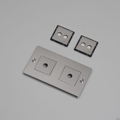 Marco con relleno Placa Horizontal 2G Acero Plata Norma Europea