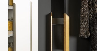 Tirador para mueble vann 350 edge Oro cepillado