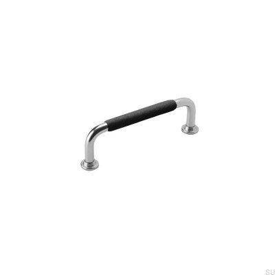 Tirador para mueble alargado 1353 96 Nickel Black Leather