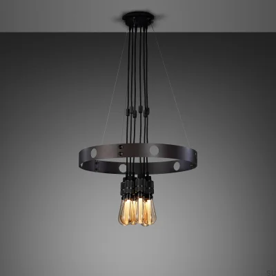 Lámpara colgante orientable Hero de 3 m en acero grafito con acabado en bronce quemado