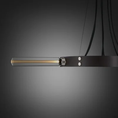 Lámpara colgante orientable Hero de 3 m en acero grafito con acabado en bronce quemado