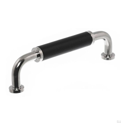 Tirador para mueble rectangular 4820M 96 Níquel Pulido con Negro
